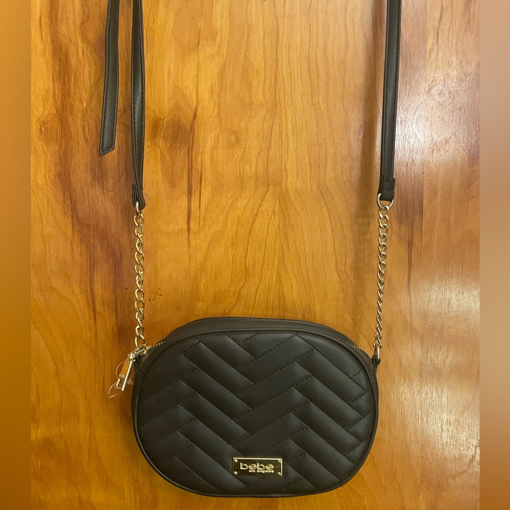 Bebe Los Angeles Black Puffy Oval Crossbody Purse